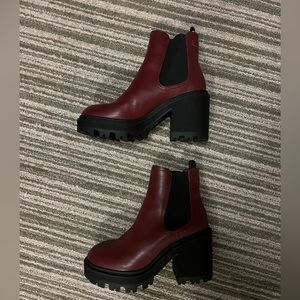 Maroon Urban Outfitters Lug Sole Boots